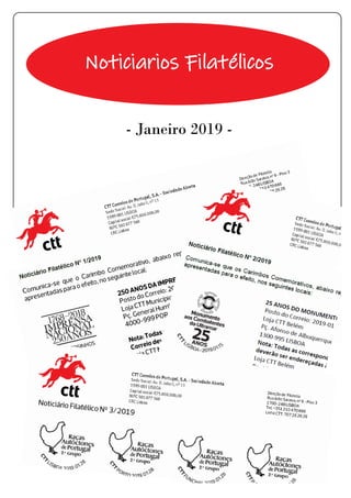 Noticiarios Filatélicos
- Janeiro 2019 -
 