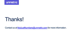 Thanks!
Contact us at NotJustNumbers@unmetric.com for more information.
 