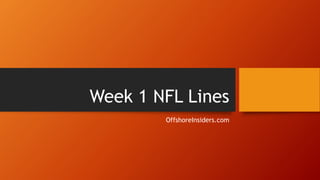 Week 1 NFL Lines
OffshoreInsiders.com
 