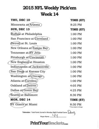 print your brackets nfl week 2