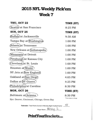 Nfl picks week 7