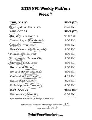 Nfl picks week 7