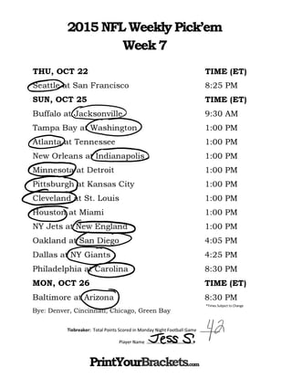 Nfl picks week 7