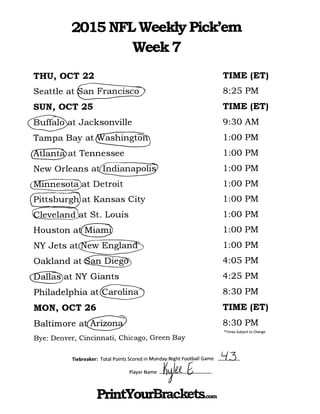 Nfl picks week 7