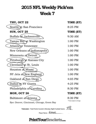 Nfl picks week 7