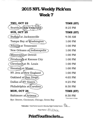Nfl picks week 7