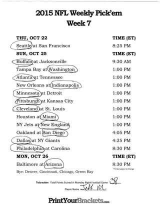 Nfl picks week 7
