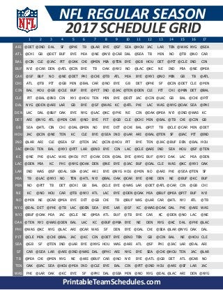 NFL One Page Schedule Grid 2017