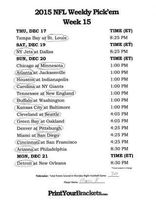 Nfl week 15