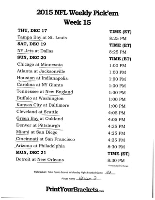 Nfl week 15