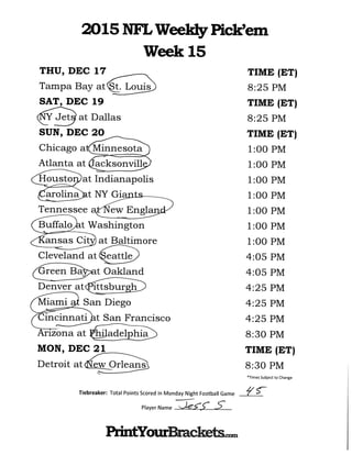Nfl week 15