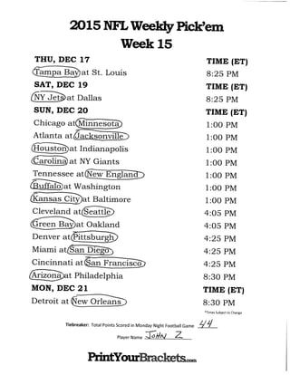 Nfl week 15