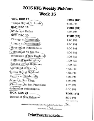 Nfl week 15