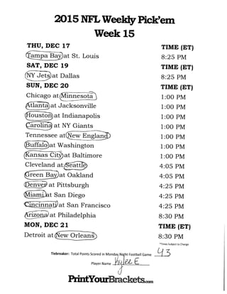 Nfl week 15