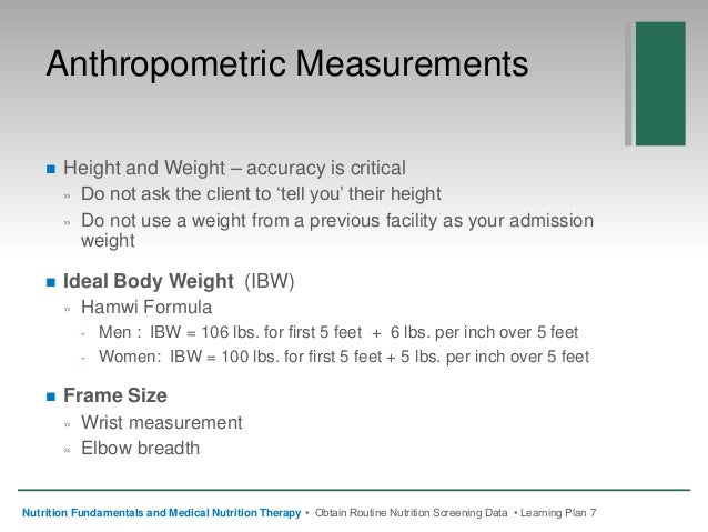 measurement size frame body 7 Screening Nutrition Obtain NFMNT Data Routine Chapter measurement size frame body 7 Screening Nutrition Obtain NFMNT Data Routine Chapter