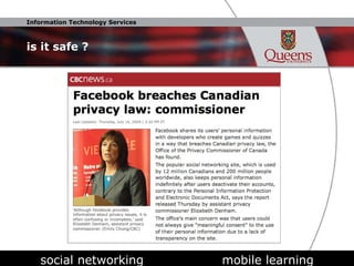 is it safe ? social networking  mobile learning 