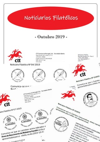 Noticiarios Filat�licos
- Outubro 2019 -
 