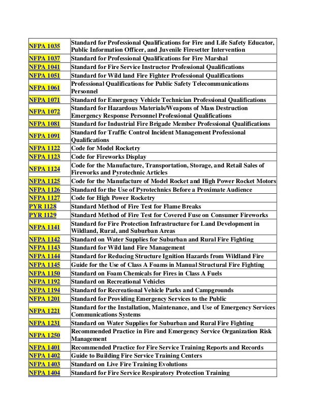 Nfpa Coods List2