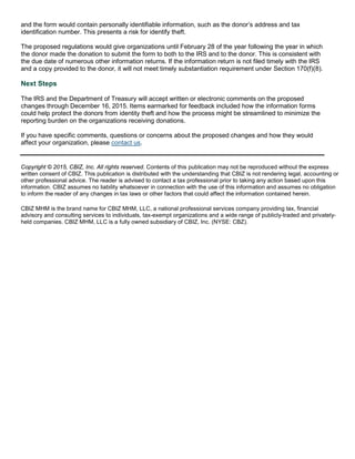 Not-For-Profit Viewpoint | Substantiation Changes Proposed to ...