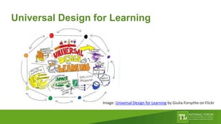 Universal Design for Learning is a framework to
improve and optimise teaching and learning by
removing barriers in the env...