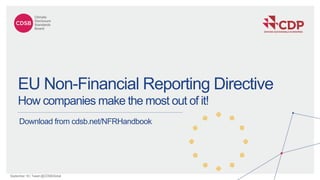 September 16 | Tweet @CDSBGlobal
EU Non-Financial Reporting Directive
How companies make the most out of it!
Download from cdsb.net/NFRHandbook
 