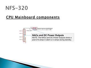 CPU Mainboard components NACs and DC Power Outputs NOTE: The NACs and DC Power Outputs share a pool of 6 amps in alarm or 3 amps during standby.  
