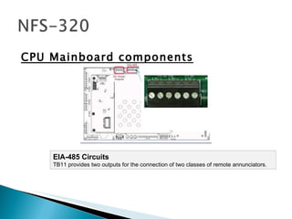 CPU Mainboard components EIA-485 Circuits TB11 provides two outputs for the connection of two classes of remote annunciators. 