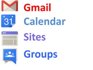 Gmail
Calendar
Sites
Groups
 
