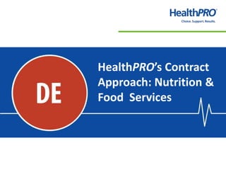 HealthPRO’s Contract
Approach: Nutrition &
Food Services
 
