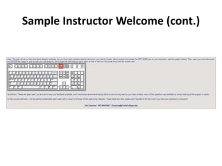 Sample Instructor Welcome (cont.)
 