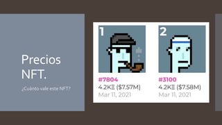 Precios
NFT.
¿Cuánto vale este NFT?
 