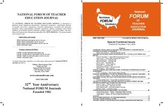 National FORUM of Teacher Education Journal,  Dr. William Allan Kritsonis, Editor, www.nationalforum.com,  NATIONAL FORUM JOURNALS, Founded 1982
