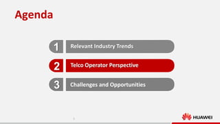 Agenda
1

Relevant Industry Trends

2

Telco Operator Perspective

3

Challenges and Opportunities

5

 
