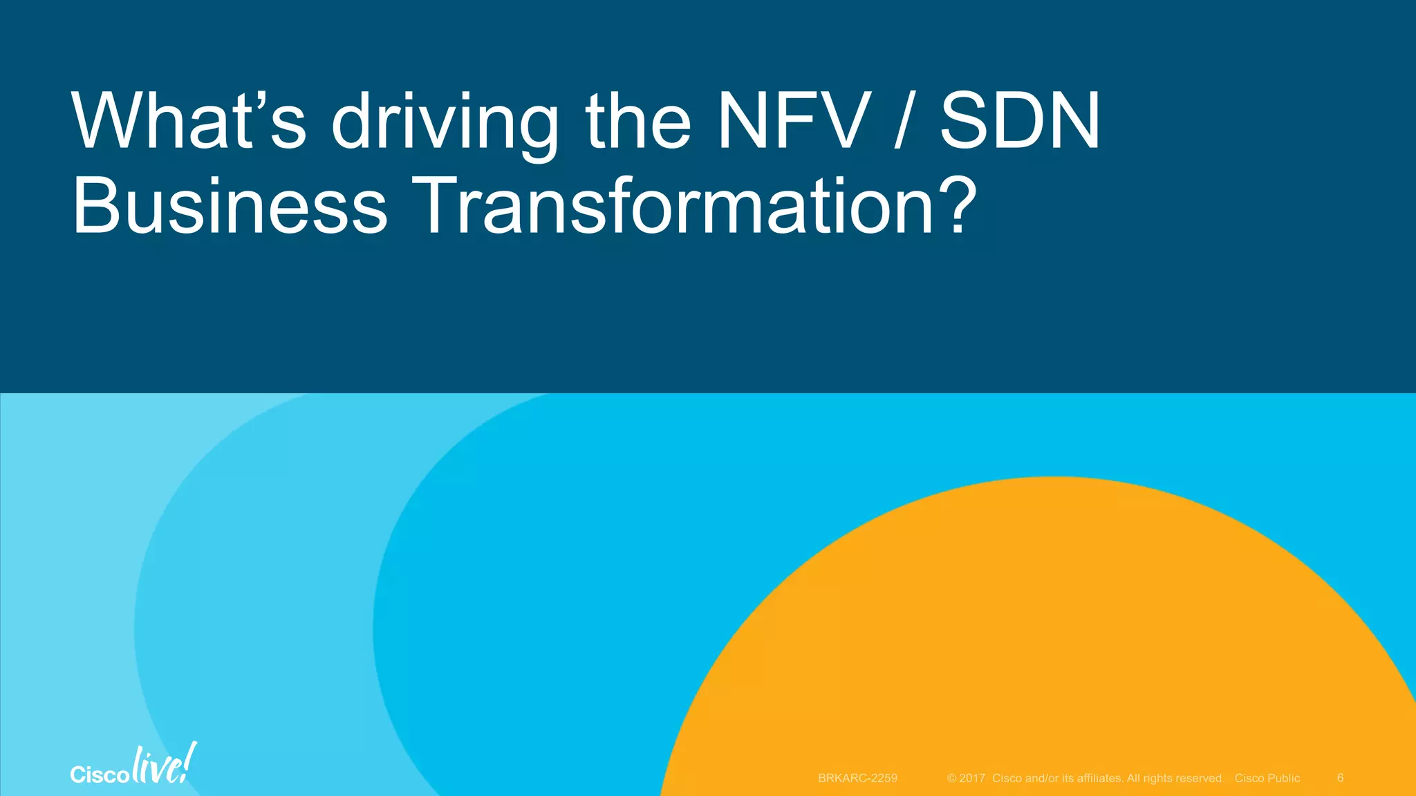 What’s driving the NFV / SDN
Business Transformation?
 