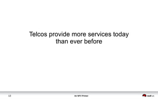 An NFV Primer13
Telcos provide more services today
than ever before
 