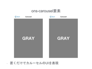 ons-carousel要素
- 置くだけでカルーセルのUIを表現
 
