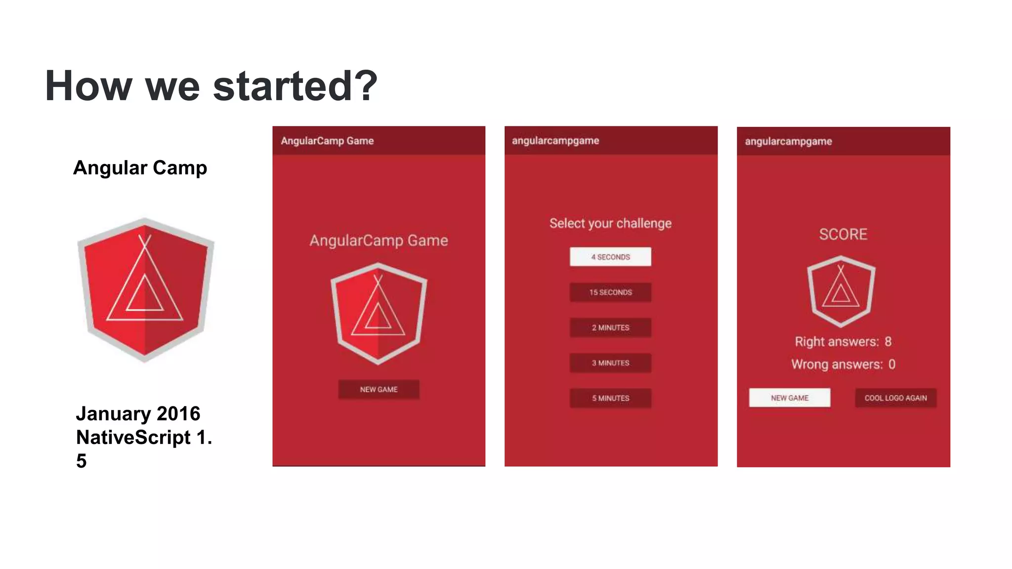 How we started? Angular Camp January 2016 NativeScript 1. 5 