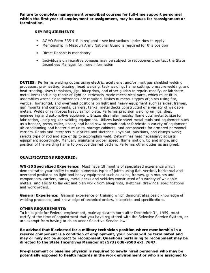ng754703 welder wg 10 jefferson city mo army vacancy opm form 1203 fx