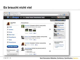 Es braucht nicht viel6. Sept. 2011Next Generation Websites. Konferenz. Gamification.20