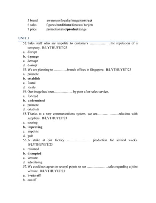 Ngân hàng câu hỏi trắc nghiệm Market Leader Upper Intermediate | PDF