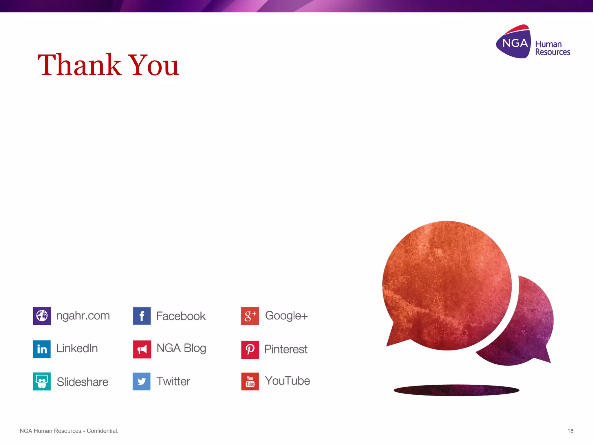 NGA Human Resources - Confidential.NGA Human Resources - Confidential.
Thank You
18
 