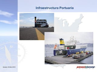 Click to edit Master title style
                                        Infraestructura Portuaria


    • Click to edit Master text styles
            – Second level
                       • Third level
                          – Fourth level
                              » Fifth level




Version: 05 Abr 2010                                                27
 