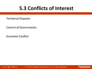 5.3 Conflicts of Interest
Territorial Disputes
Control of Governments
Economic Conflict
 