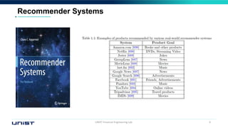 UNIST Financial Engineering Lab. 4
Recommender Systems
 