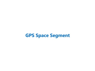 GPS Space Segment
17 meters across
Weighs ~ 2000 lbs
Orbiting 20,200 km
 