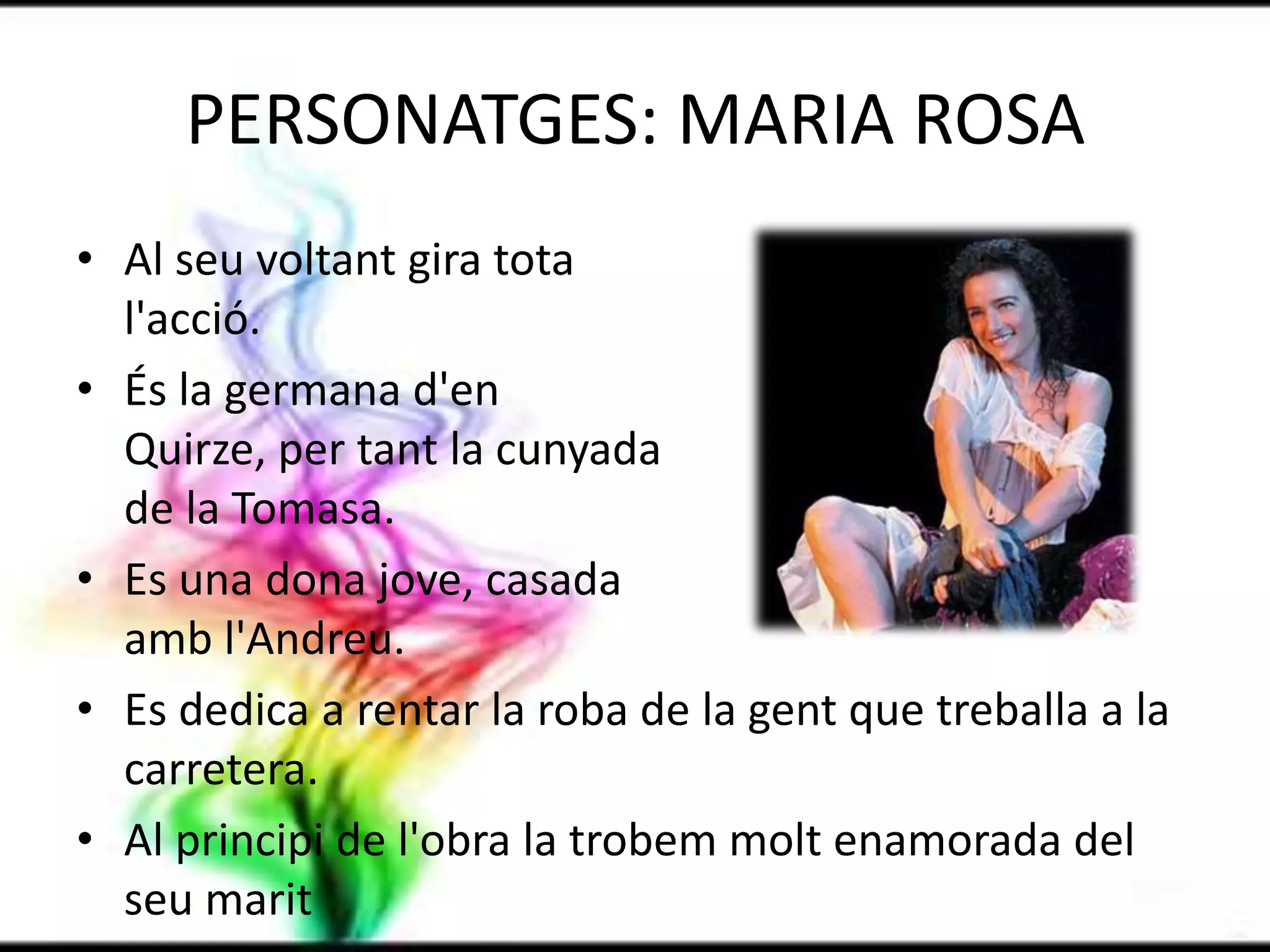 TERRA BAIXATerra alta representa un                                                 món caracteritzat per                                           la puresa i la bondat.Terra baixa representa                                                           un món de societat                                                       pagesa que caracteritza                                                                       els seus personatges                                                   com a malvats; i és on                                                  succeeix tota la trama dramàtica. 