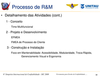 SIC 2008 - Simpósio Internacional de Confiabilidade