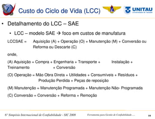 SIC 2008 - Simpósio Internacional de Confiabilidade