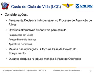 SIC 2008 - Simpósio Internacional de Confiabilidade
