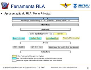 SIC 2008 - Simpósio Internacional de Confiabilidade